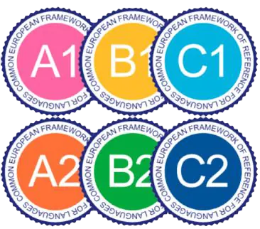 Insignias de niveles del MCER de A1 a C2