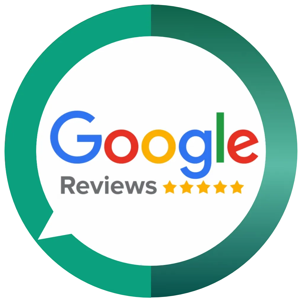 Insignia de reseñas de Google con cinco estrellas